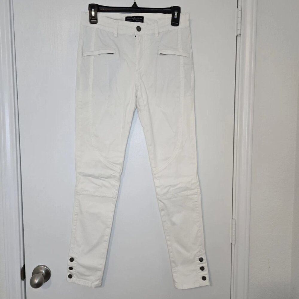 Peruvian Connection Pants Women’s Sz 2 Chino Skinny White Flat Front Stretch